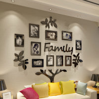 CrazyDeal Family Tree Picture Frame Collage 3D DIY Stickers with 10 Openings Photo Frame for Wall Mural Living Room Home