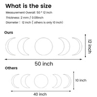 CrazyDeal Large Moon Phases Plastic Mirrors Wall Stickers Set Bohemian Decorative Tiles Frameless for Wall Decor Living Room Bedroom Apartment Dorn Gym Modern Home Decorations Big 50 x 12
