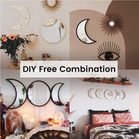 CrazyDeal Large Moon Phases Plastic Mirrors Wall Stickers Set Bohemian Decorative Tiles Frameless for Wall Decor Living Room Bedroom Apartment Dorn Gym Modern Home Decorations Big 50 x 12