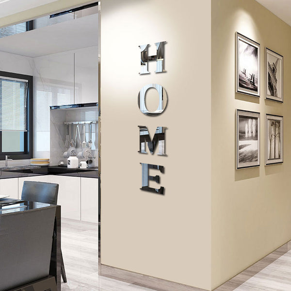 CrazyDeal Home Sign Letters Family Farmhouse Wall Decor Acrylic Decorative Mirror Wall Stickers for Living Room Bedroom Kitchen the Home Modern Decorations 46x10 inch Set of 4