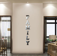 CrazyDeal Family Sign Letters Rustic Farmhouse Wall Decor Acrylic Decorative Mirror Wall Stickers for Living Room Bedroom Kitchen The Home Modern Decorations Large 66x10 inch
