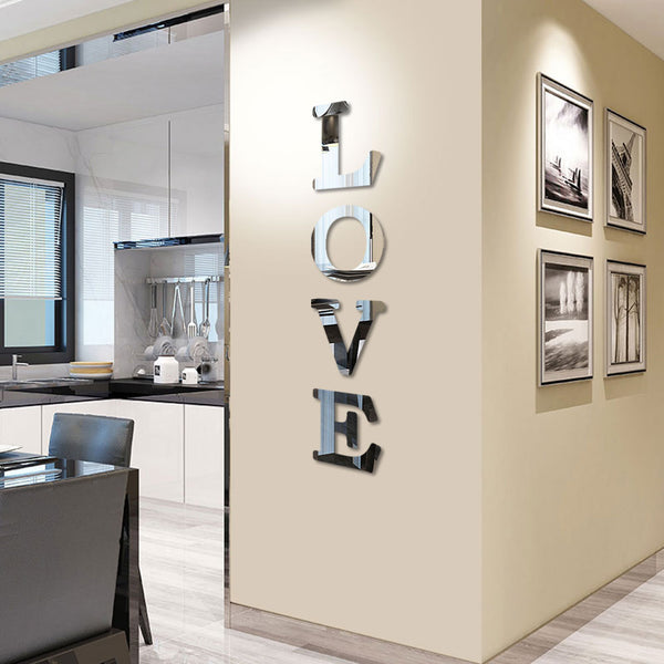 CrazyDeal Love Sign Letters Rustic Farmhouse Wall Decor Acrylic Decorative Mirror Wall Stickers for Living Room Bedroom Kitchen the Home Modern Decorations Large 47x10 Inch