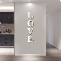 CrazyDeal Love Sign Letters Rustic Farmhouse Wall Decor Acrylic Decorative Mirror Wall Stickers for Living Room Bedroom Kitchen the Home Modern Decorations Large 47x10 Inch
